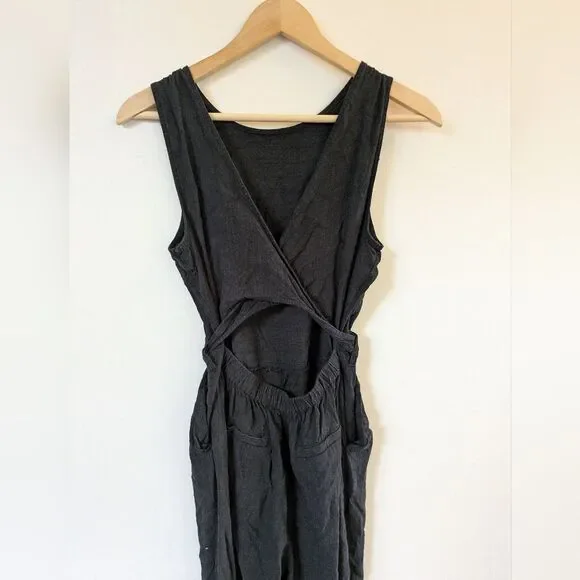 Marine Layer Eloise Belted Wrap Romper Jumpsuit S Small Black - Picture 5 of 8